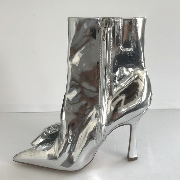 SAM EDELMAN $200 Esmae Stiletto Ankle Metallic Bootie Floral Detail Size 7.5 NEW - Picture 7 of 12
